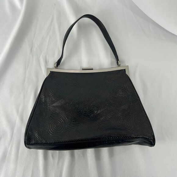 Vintage Cole Haan Black Pressed Leather Clutch Handbag - Picture 1 of 6